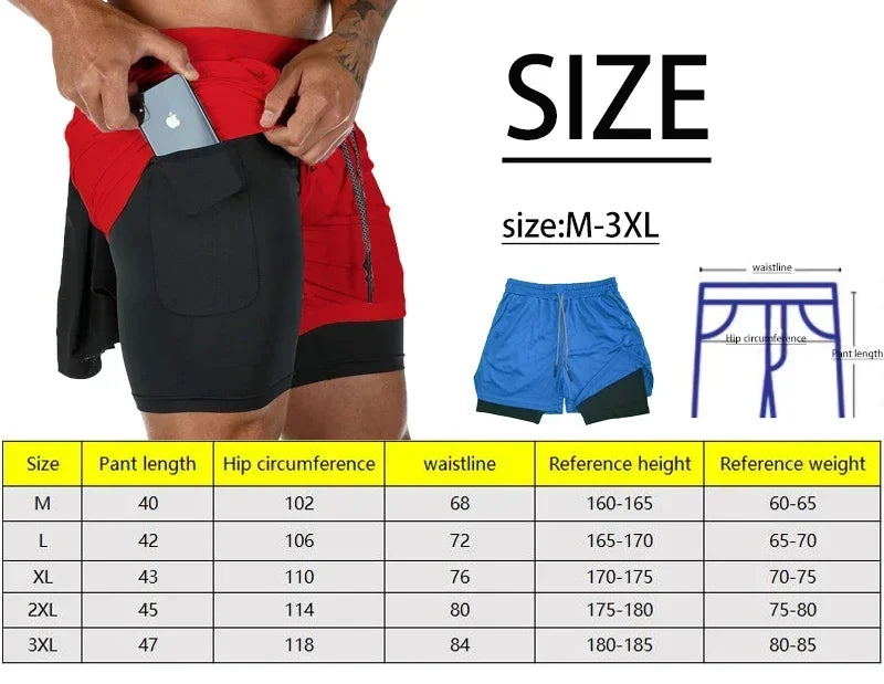 Anime Men's and Women's Sports Shorts Summer Sportswear Men's 2-in-1 Training Training Men's and Women's Fitness Sports Shorts