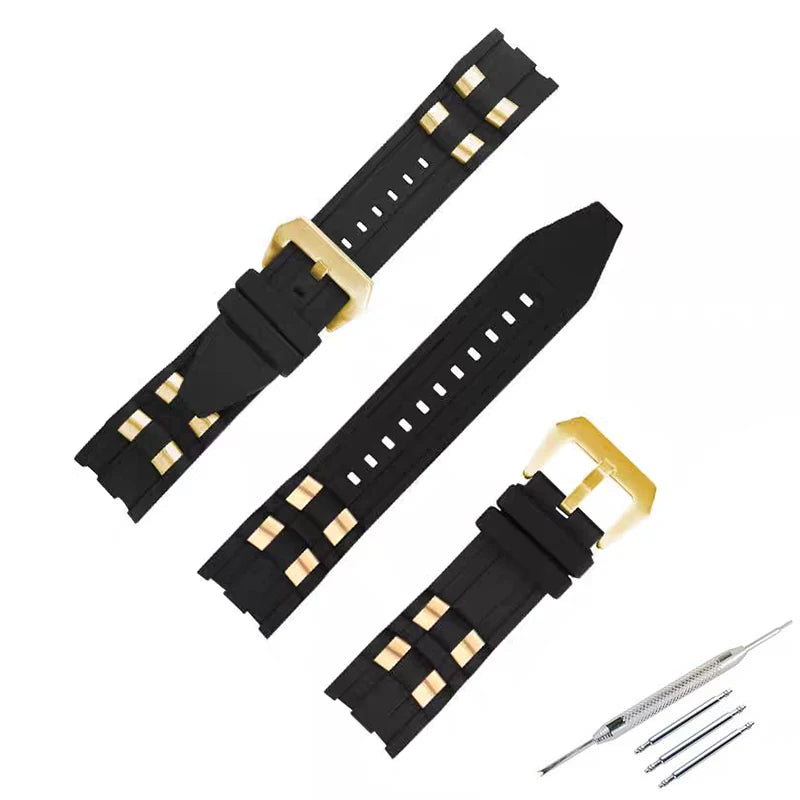 26mm rubber Watch strap accessories compatible for Invicta Russian Professional Divers silicone metal pellet wristband bracelet