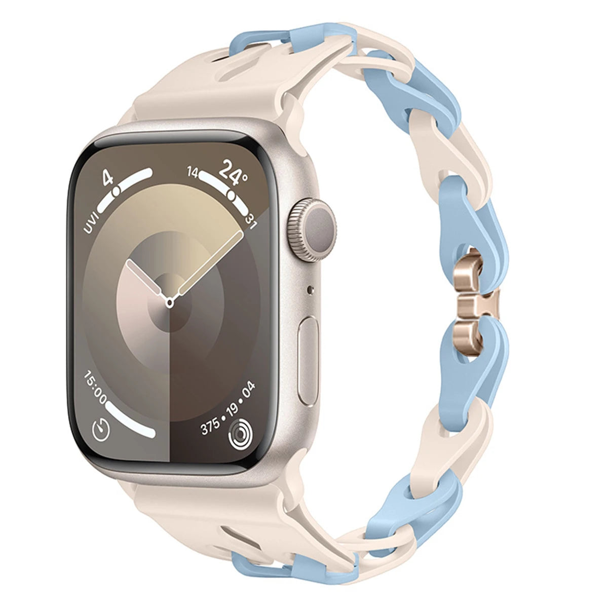 Chain Link Silicone Strap for Apple Watch Band Ultra 3 2 49mm 44mm 40mm 45mm 41mm 42mm Bracelet for Series 11 10 9 8 7 6 5 4 SE3