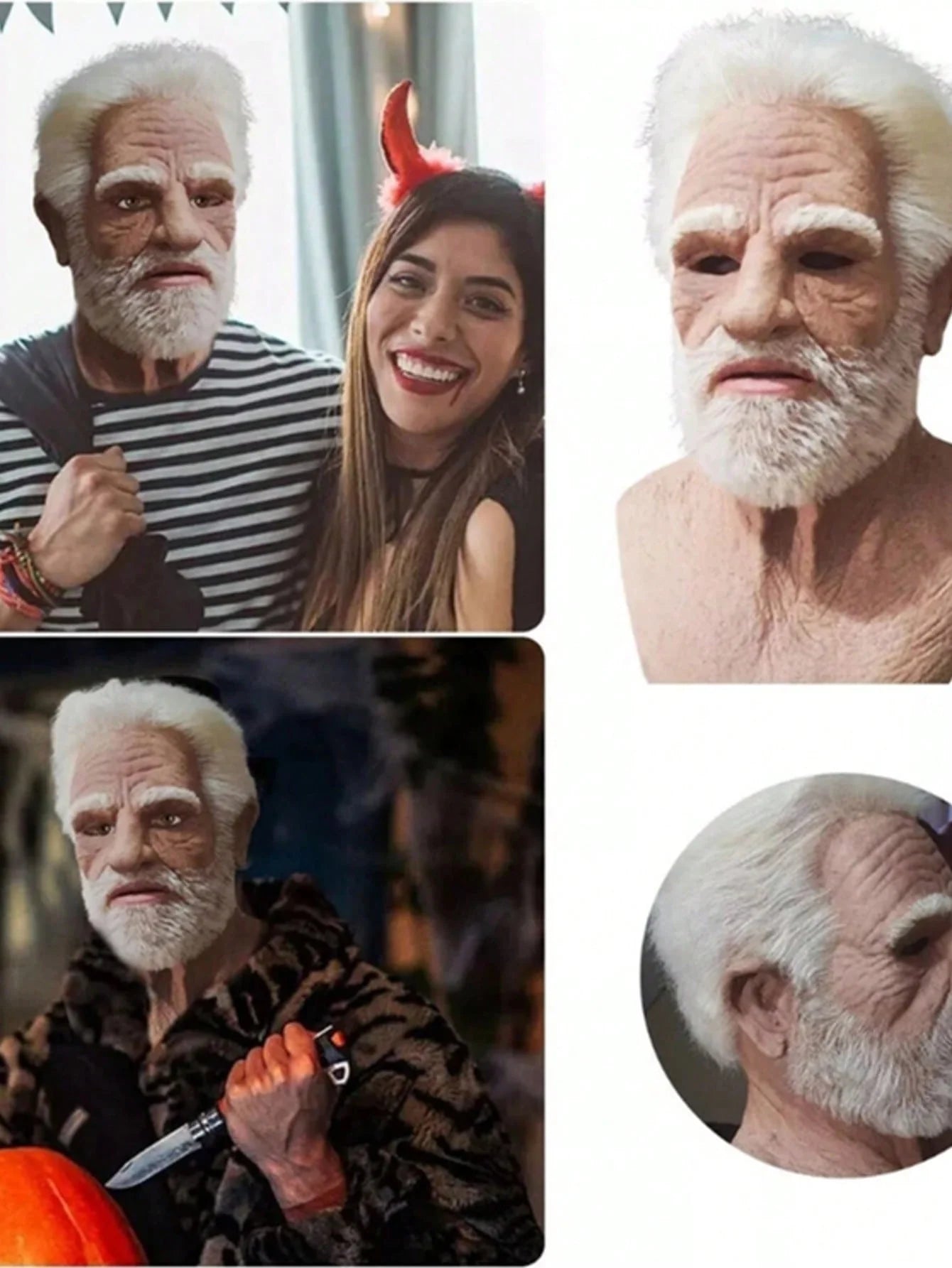 Halloween Old Man Mask Realistic Vicissitudes Simulation Full Face Mask Role Play School Party Gathering Game Head Cover