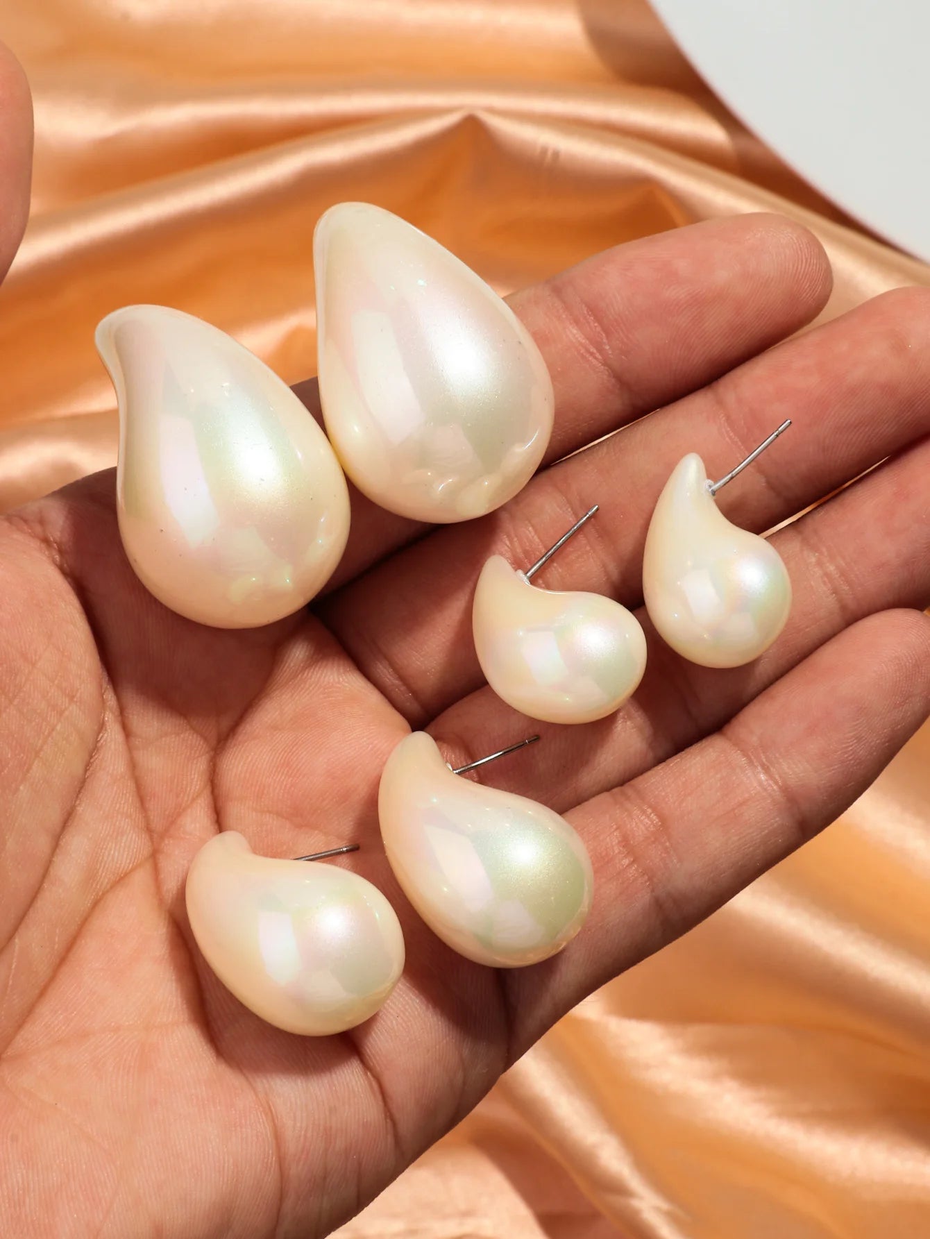 Trendy Acrylic Imitation Pearl Chunky  Dupes Waterdrop Earrings for Women Teardrop Dome Earrings 2024 Luxury Jewelry Gifts