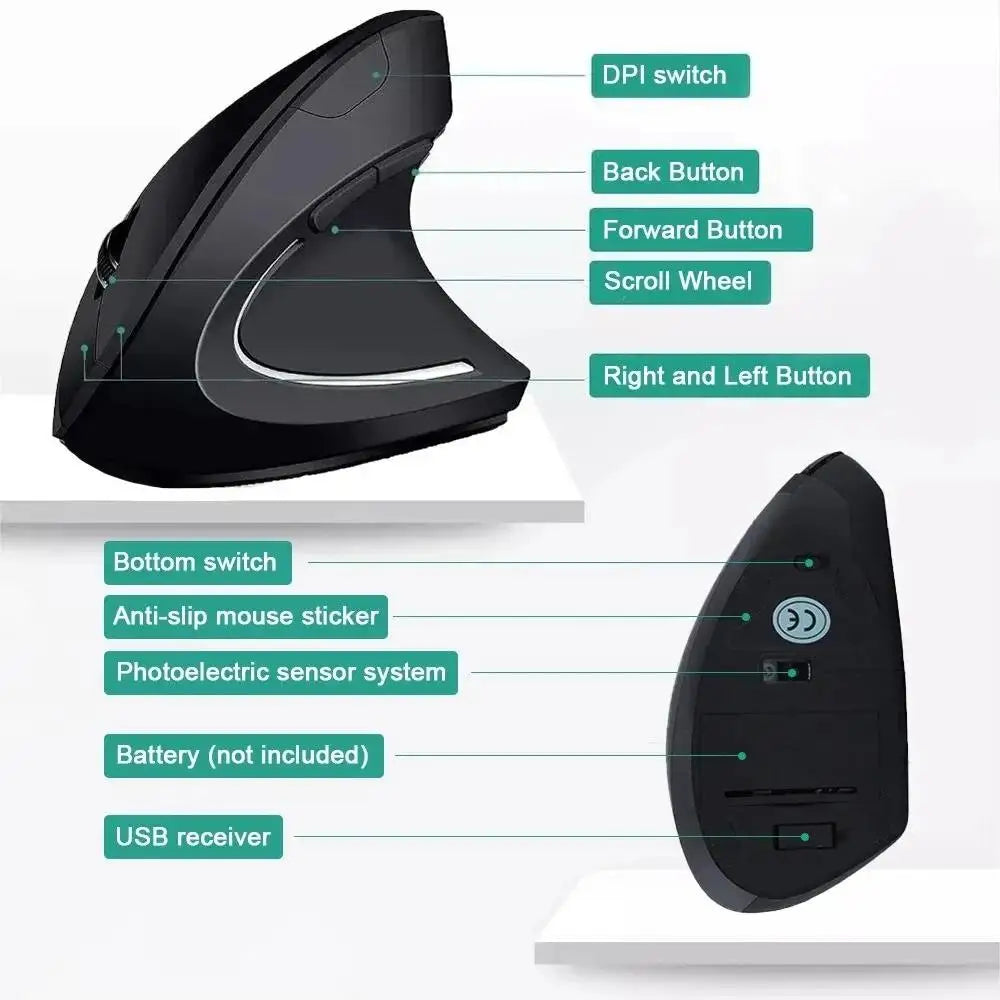 Vertical Ergonomic Gaming Mouse Wireless Rechargeable Gamer Mouse Kit Optical 2.4G Mouse For PC Laptop Computer Desktop USB Mice