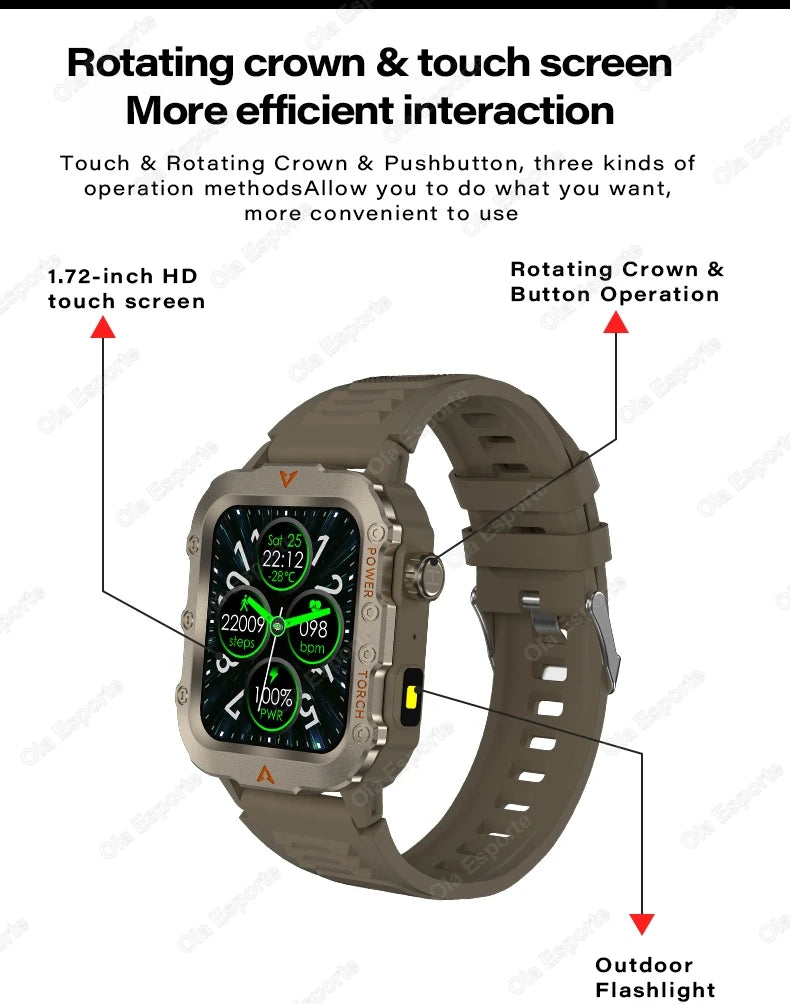 Outdoor Sports Smart Watch for Android IOS Men Women Watches Fitness Track ECG+PGG Health Monitor Smartwatch with Led Lighting