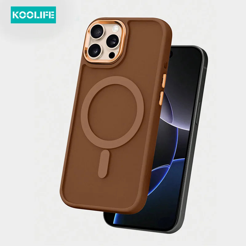 Koolife Skin-Feel Electroplated Frosted Magnetic Case Skin-Feel Matte Ultra-Thin Hard Case for iPhone 11 12 13 14 15 16 Pro Max