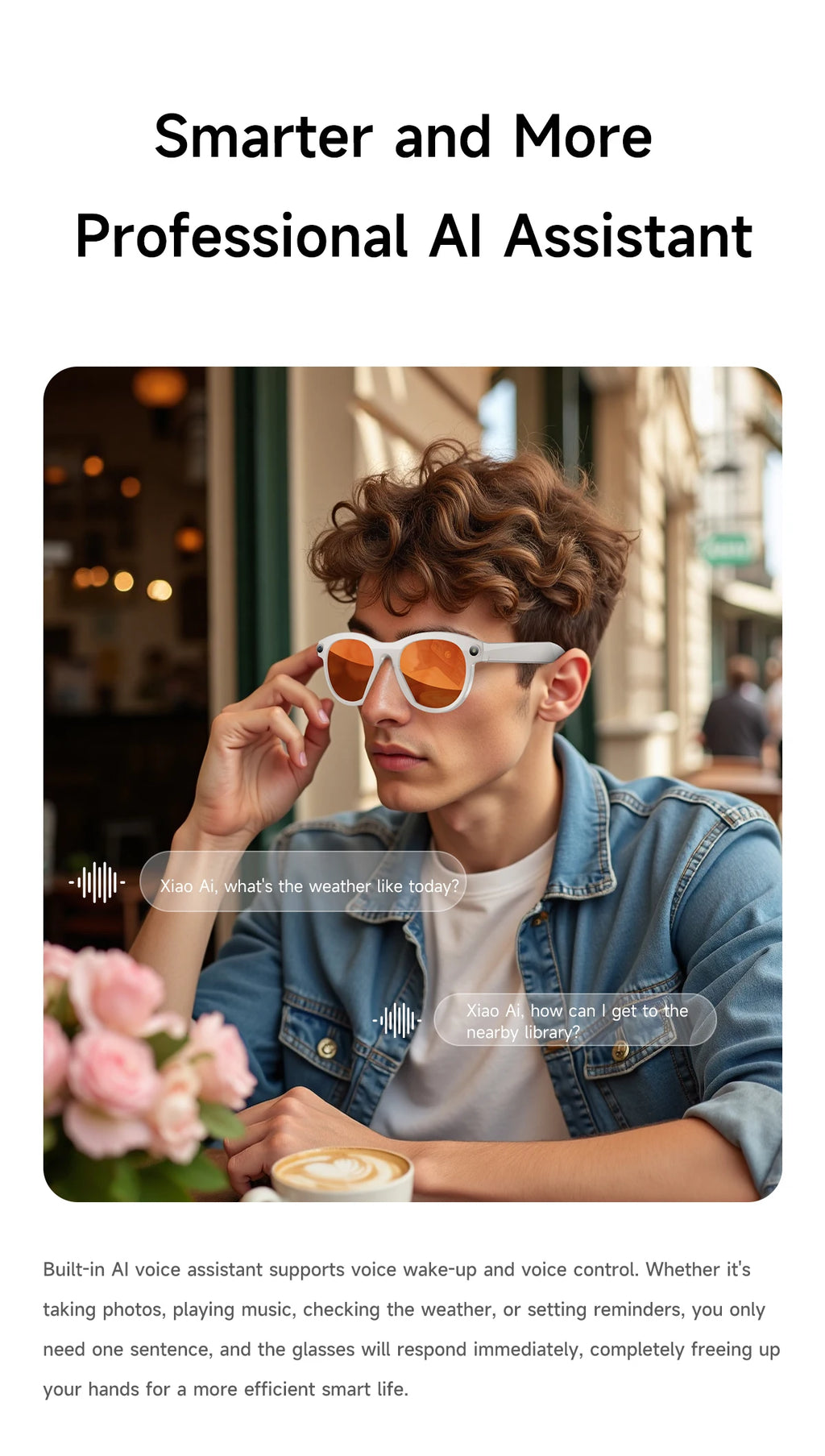 AI Smart Camera Glasses for Men And Women with Real-Time Translation Object Recognition Video Recording And Bluetooth Calling