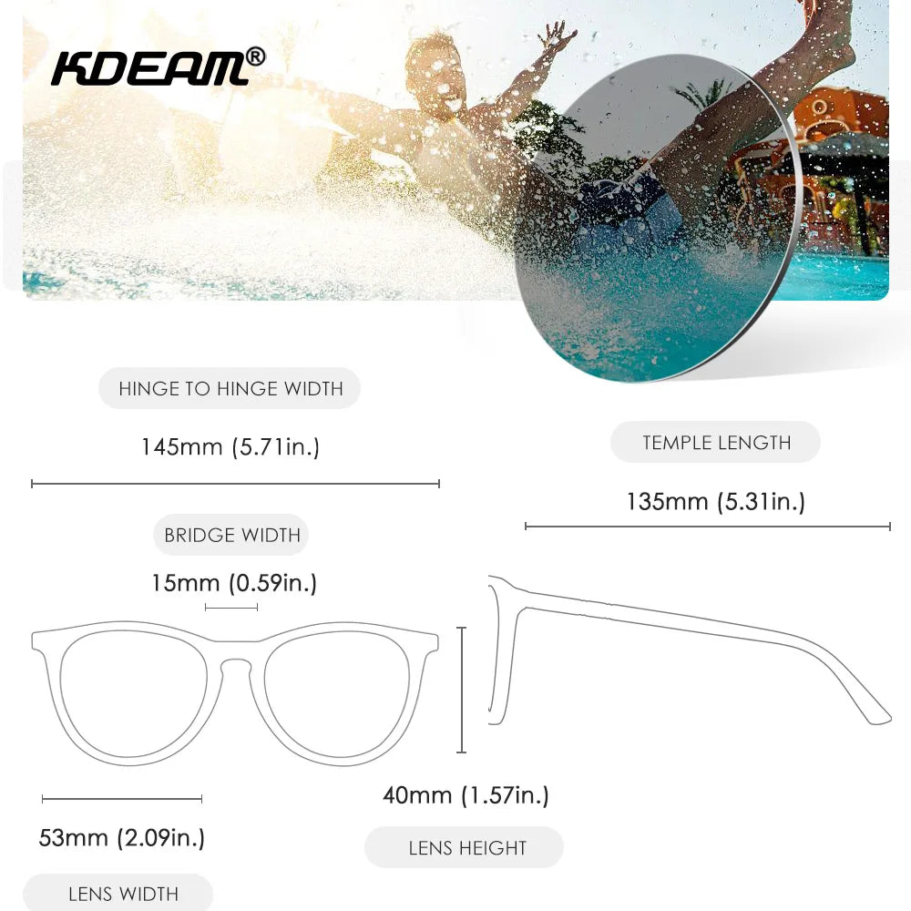 KDEAM Women's Vintage Sunglasses Polarized And Photochromic Lenses Sunscreen Sunglasses Female For Traveling Driving Hiking