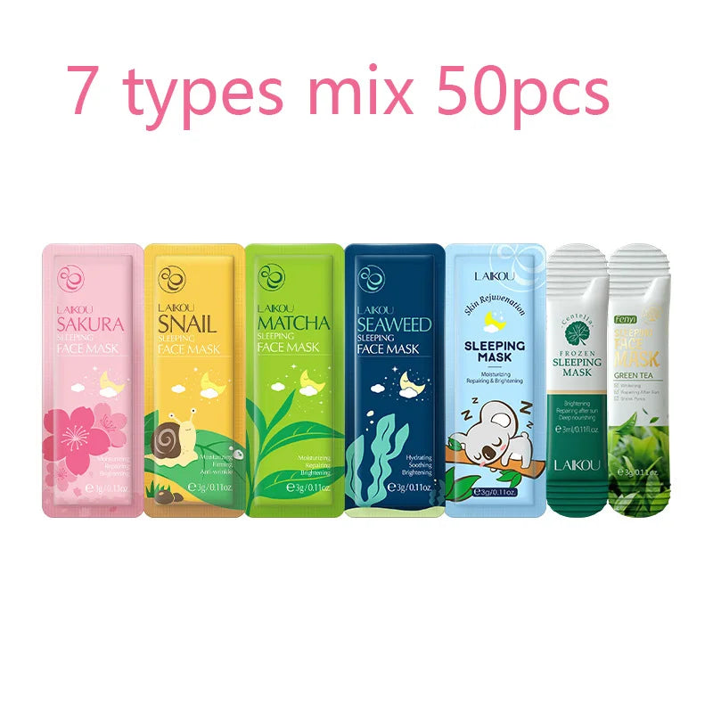 50pcs LAIKOU Sakura Moisturizing Sleeping Face Mask Night Repairing Facial Cream Packs Nourishing Hydrating Smooth Mask for Face
