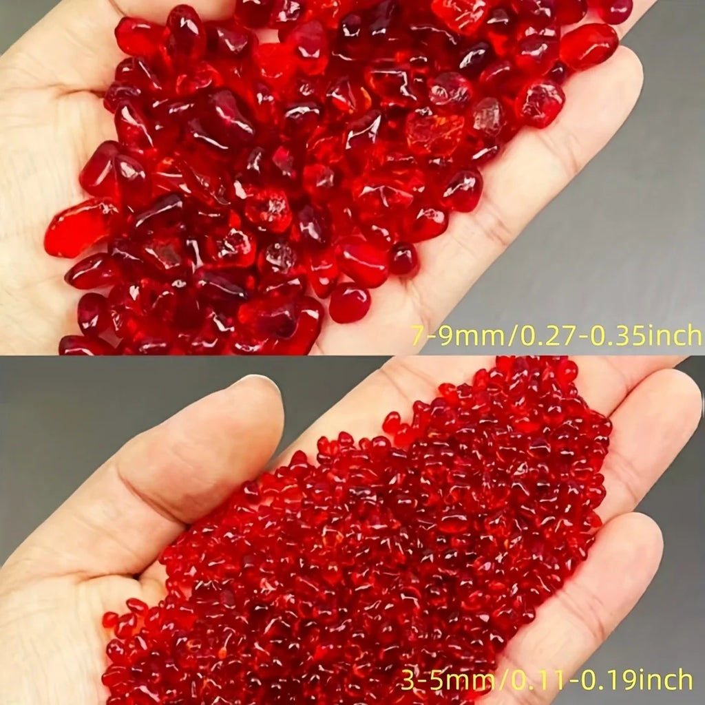 60g/150g/300g red Glass gravel, irregular glass chips, for fish tank decoration, vase filling and garden decoration