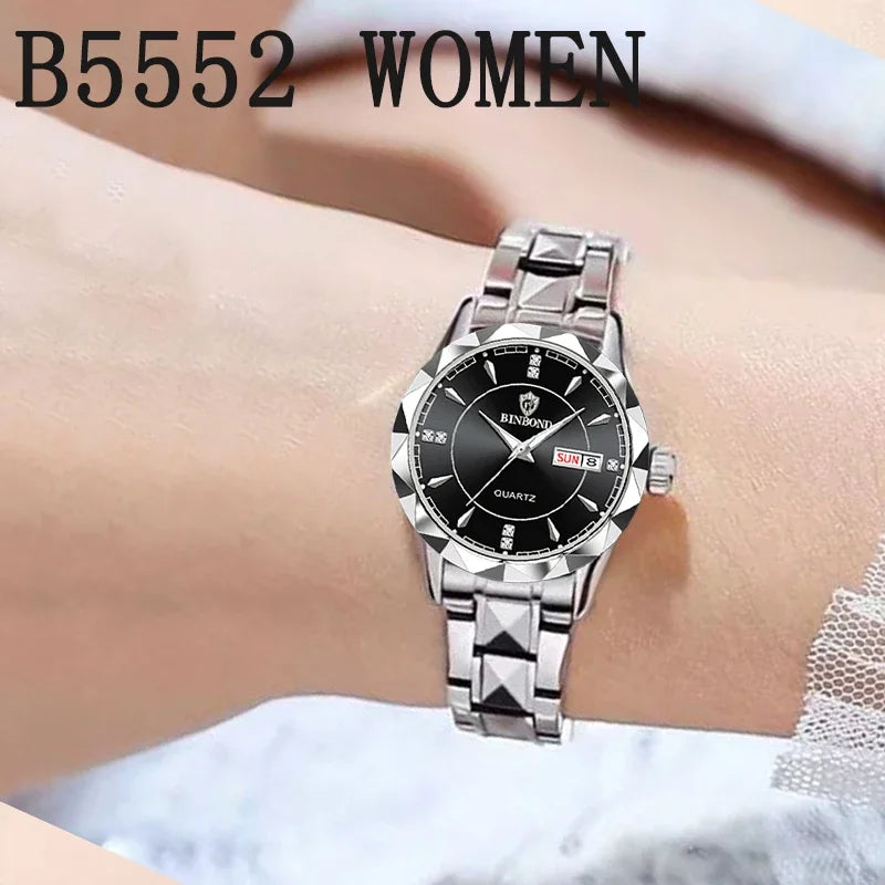 BINBOND B5552 New Luxury Brand Quartz Women's Watches 30M Waterproof Luminous Date Wristwatch Fashion Business Womens Watches