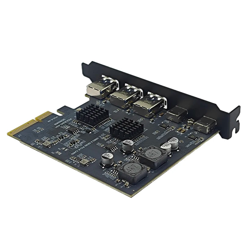 PCIE4X USB Expansion Card 10gbps 3USB A 2 USB C PCI Express X4 to USB3.2 Gen2 10Gbps Adapter PCI-E to USB 3.1 Type-C Expand HUB