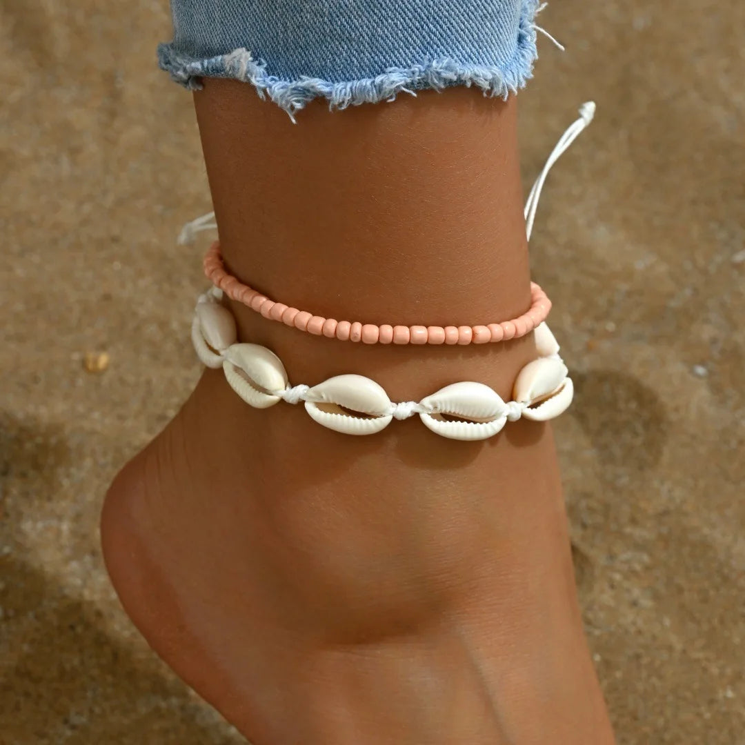 Best Sellers! Summer beach vacation handmade woven shell foot decoration