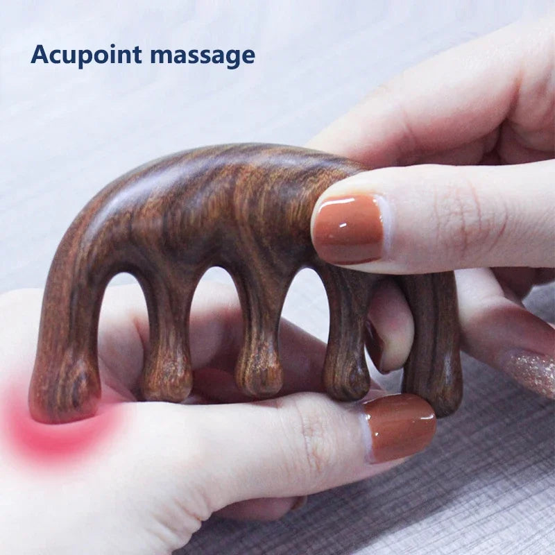 massager  Acupoint Massager Head Sandalwood Hair Comb Scalp Relax Portable Wooden Handle Comb Anti-static Styling Tool