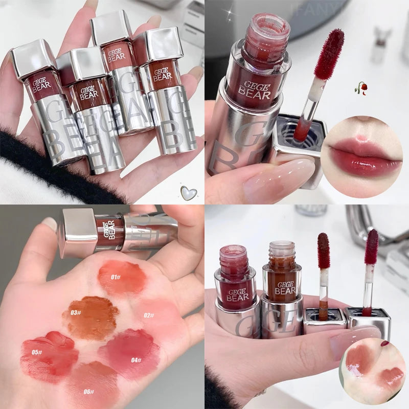 Mirror Water Lip Gloss Black Ice Cube Tube Moisturizing Long Lasting Liquid Lipstick Lipgloss Plump Up Lips Makeup Cosmetics
