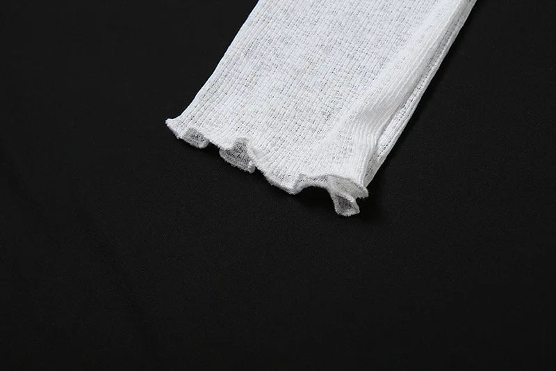 Asymmetrical T Shirts For Women Y2k Clothes Off Shoulder Sexy Streetwear Long Sleeve Crop Top Lace-up Camisetas Ropa De Mujer