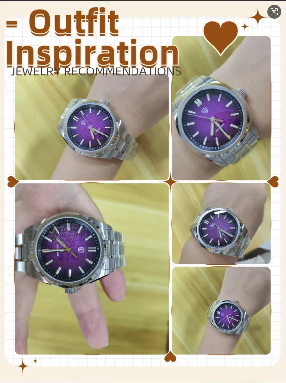 Watchdives New WD0003B ‌Aventurine Dial Watch VH31 Sweep Movement Sapphire Crystal Luminous 100m Waterproof 36mm Vintage Watche
