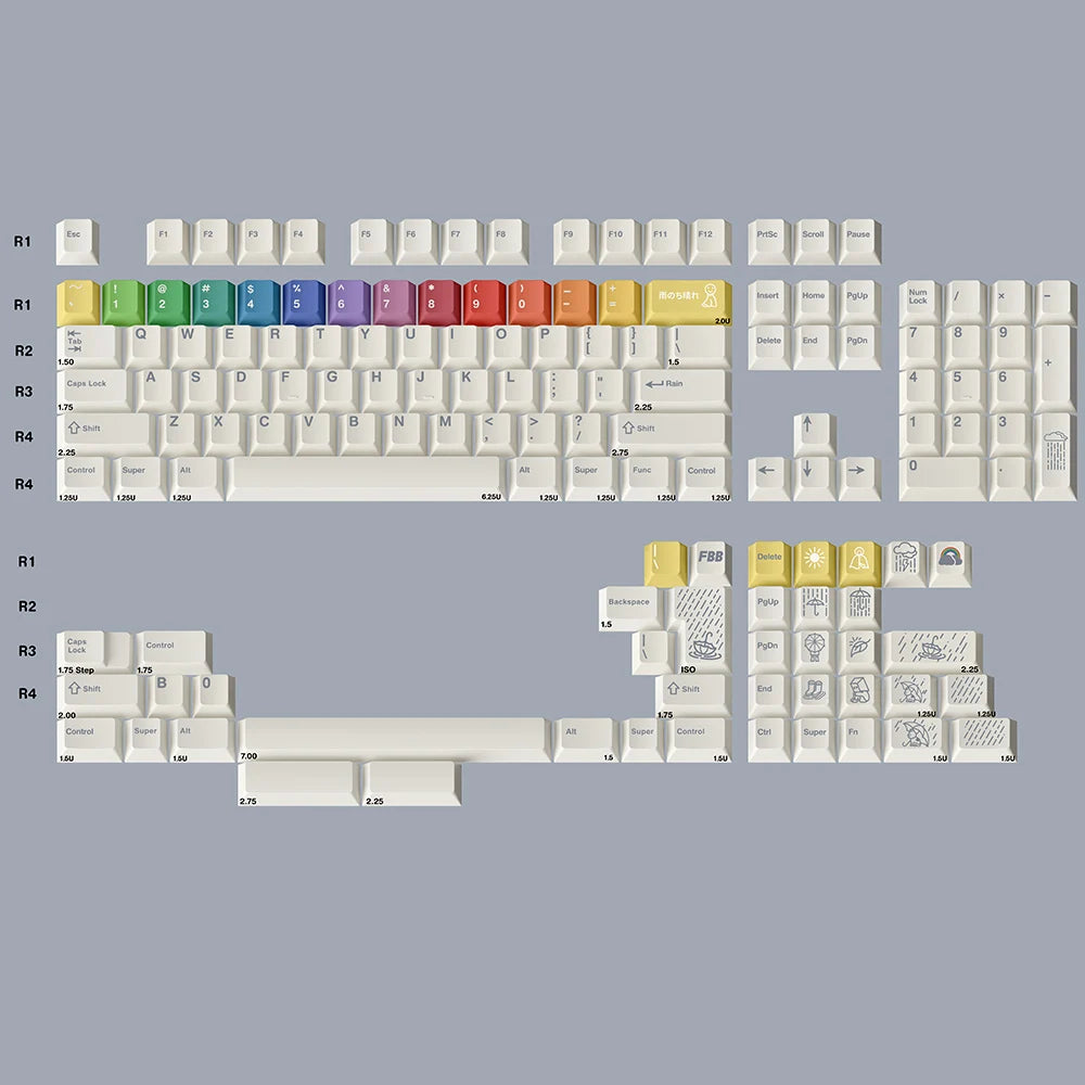 FBB Keycaps After The Rain 179keys PBT Dye-Sub Custom Cherry Profile For Mx Cherry Switch Gaming Mechanical Keyboard 68 75% DIY
