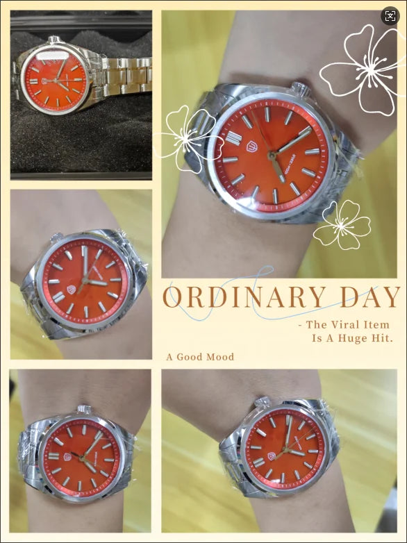 Watchdives New WD0003B ‌Aventurine Dial Watch VH31 Sweep Movement Sapphire Crystal Luminous 100m Waterproof 36mm Vintage Watche
