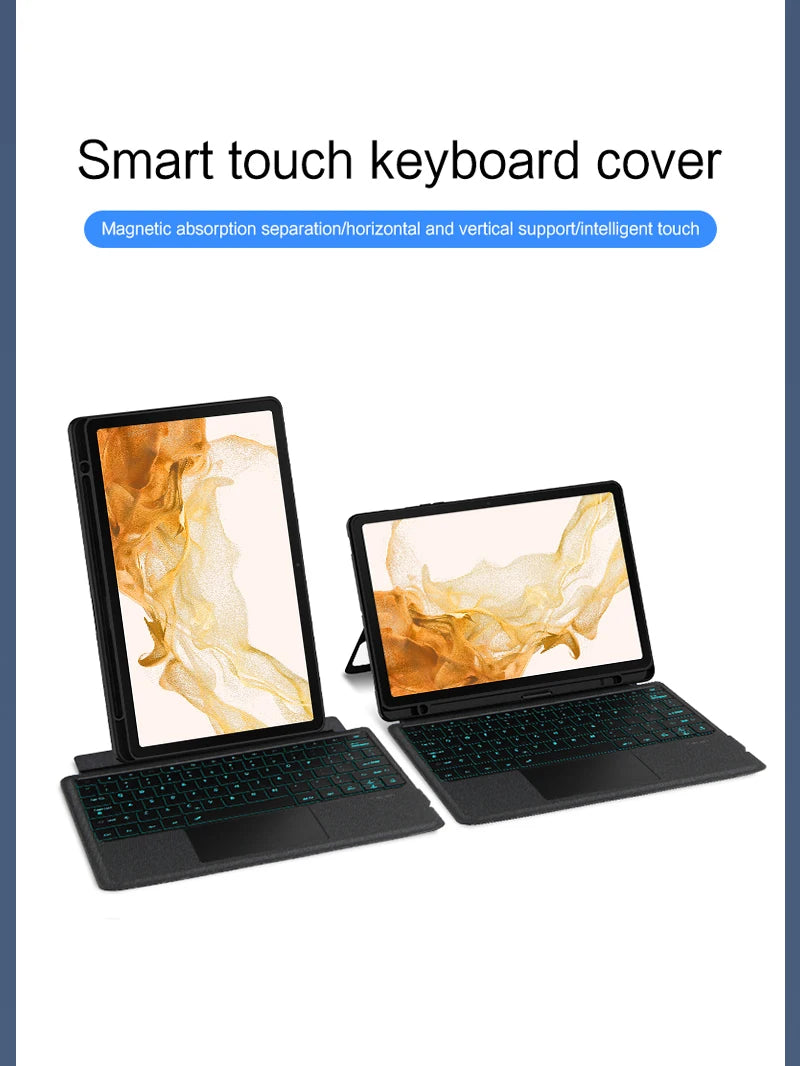 HUWEI Magic Keyboard For Samsung Galaxy Tab S9 S8 S7 Plus FE 12.4" Case Smart Backlit TouchPad Spanish Portuguese Keyboard Cover