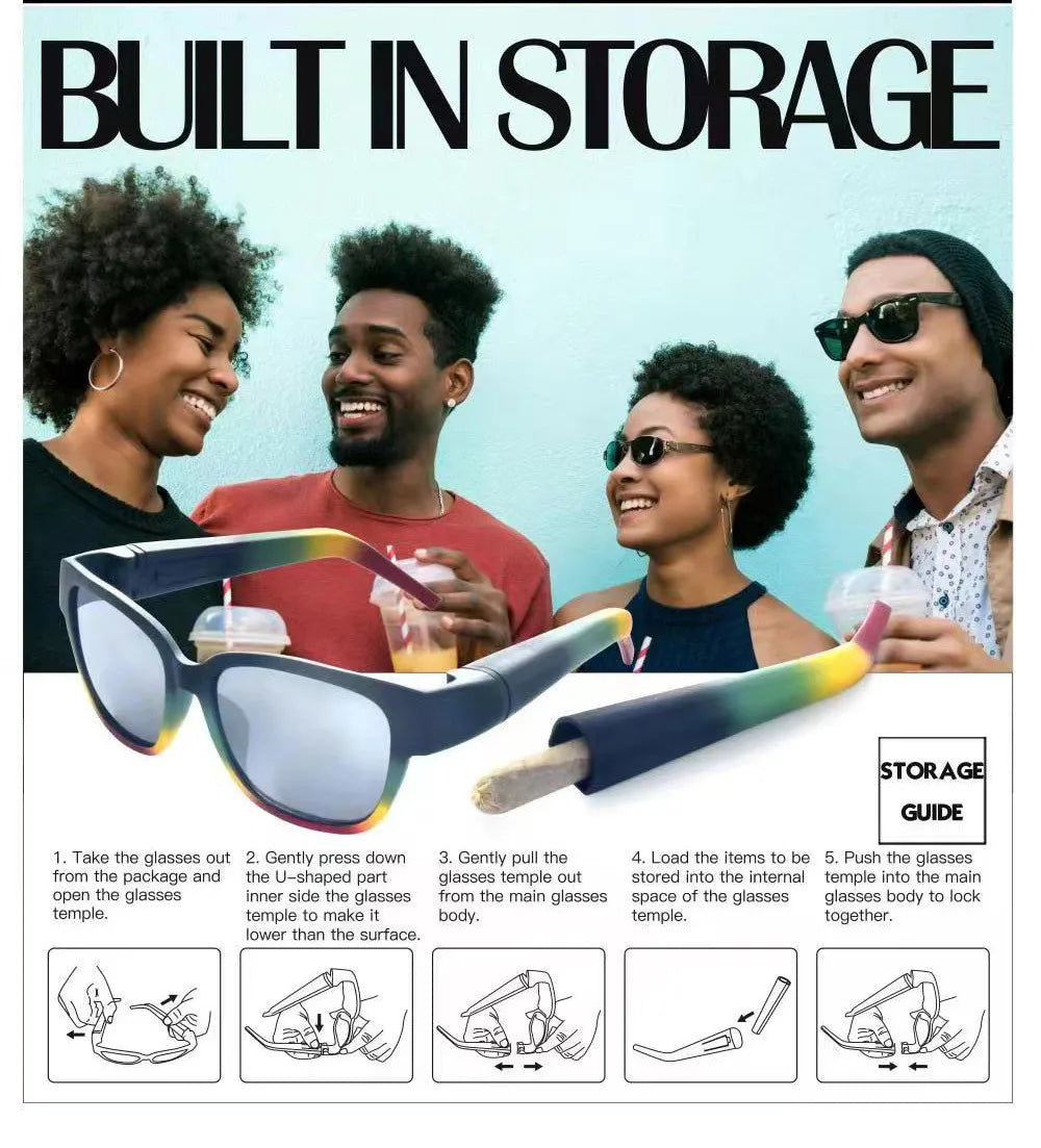 R&R New Design Glasses Holder Horn Tube Removable Sunglasses Hidden Tapered Roll Paper Storage Smoking Accessories Gadgets Men