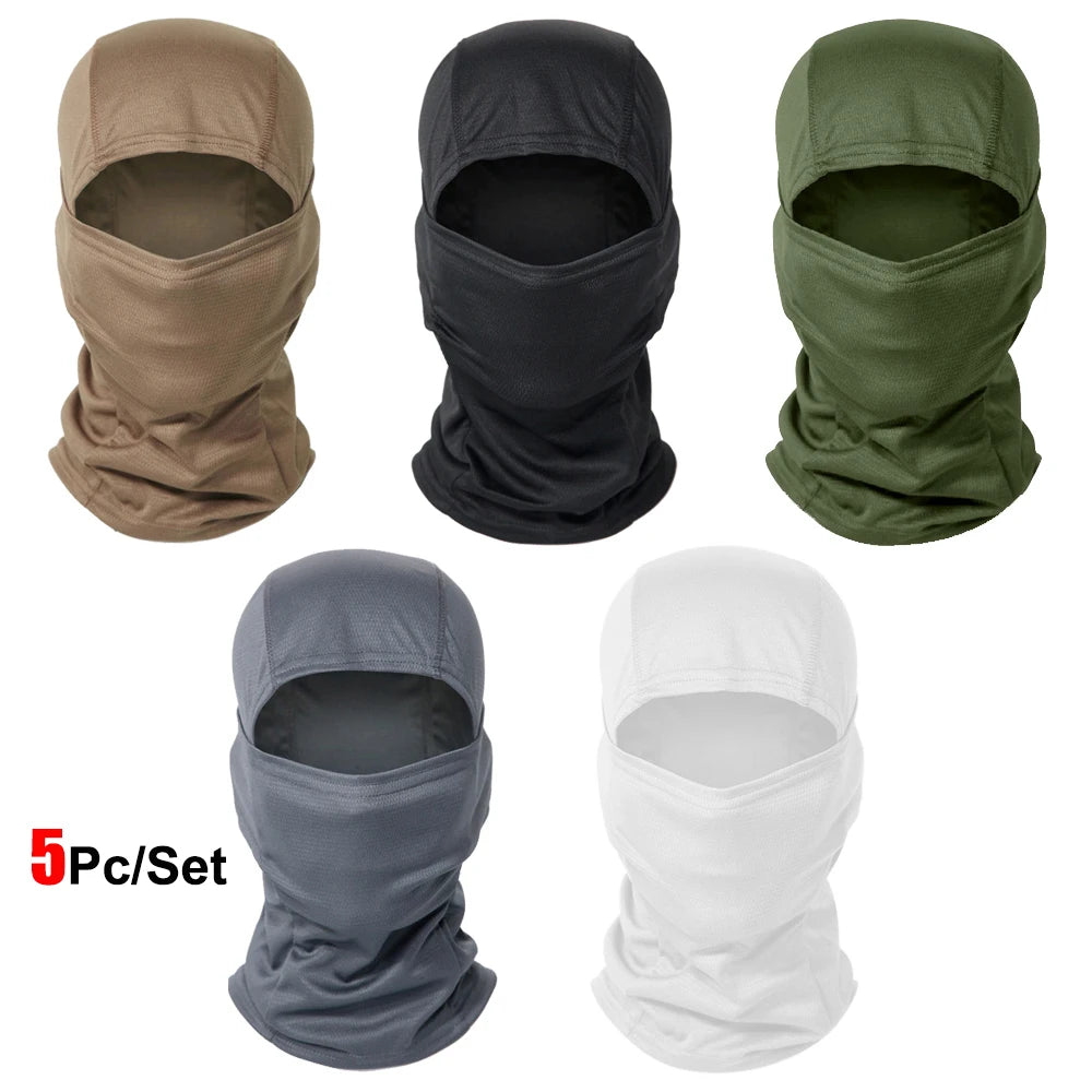 5Pcs/Set Camouflage Balaclava Hat Cycling Full Face Mask Multi Functional Scarf Headscarf Motorcycle Bike Skiing Helmet Lining