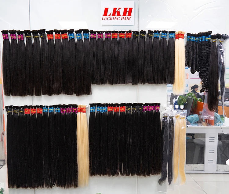 extensiones de cabello natural humano 100% natural original straight extensions raw vietnamese Indian human hair Bulk bundles