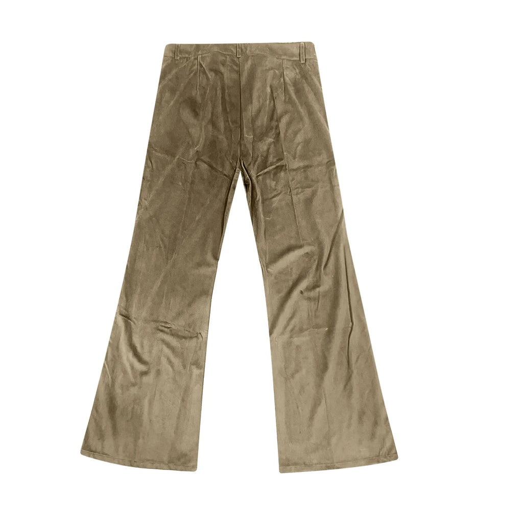 Men Retro Disco Flared Pants Classic Vintage Style Comfy Flare Trousers Fitted Velvet Fabric Dancing Stylish Pants Without Belt