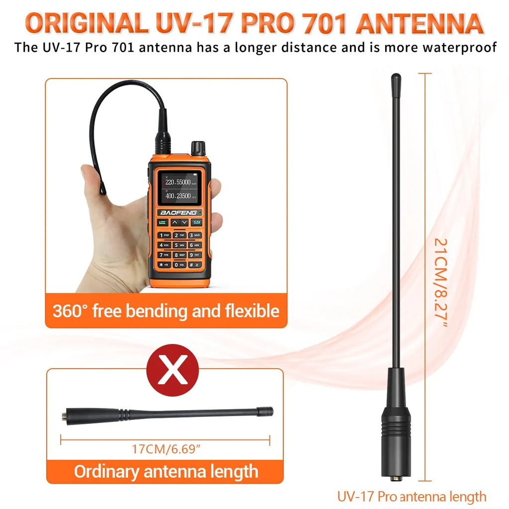 Baofeng UV 17 Pro Wireless Copy Frequency Walkie Talkie 16 KM Long Range Flashlight Type-C Charger Ham Radio UV 17 Pro L K5 5R