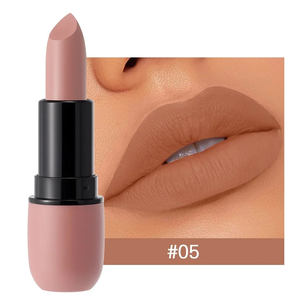 6 Colors Sexy Matte Lipstick Waterproof Long Lasting Color Rendering Non-stick Nude Brown Lipstick Pencil Woman Makeup Cosmetics