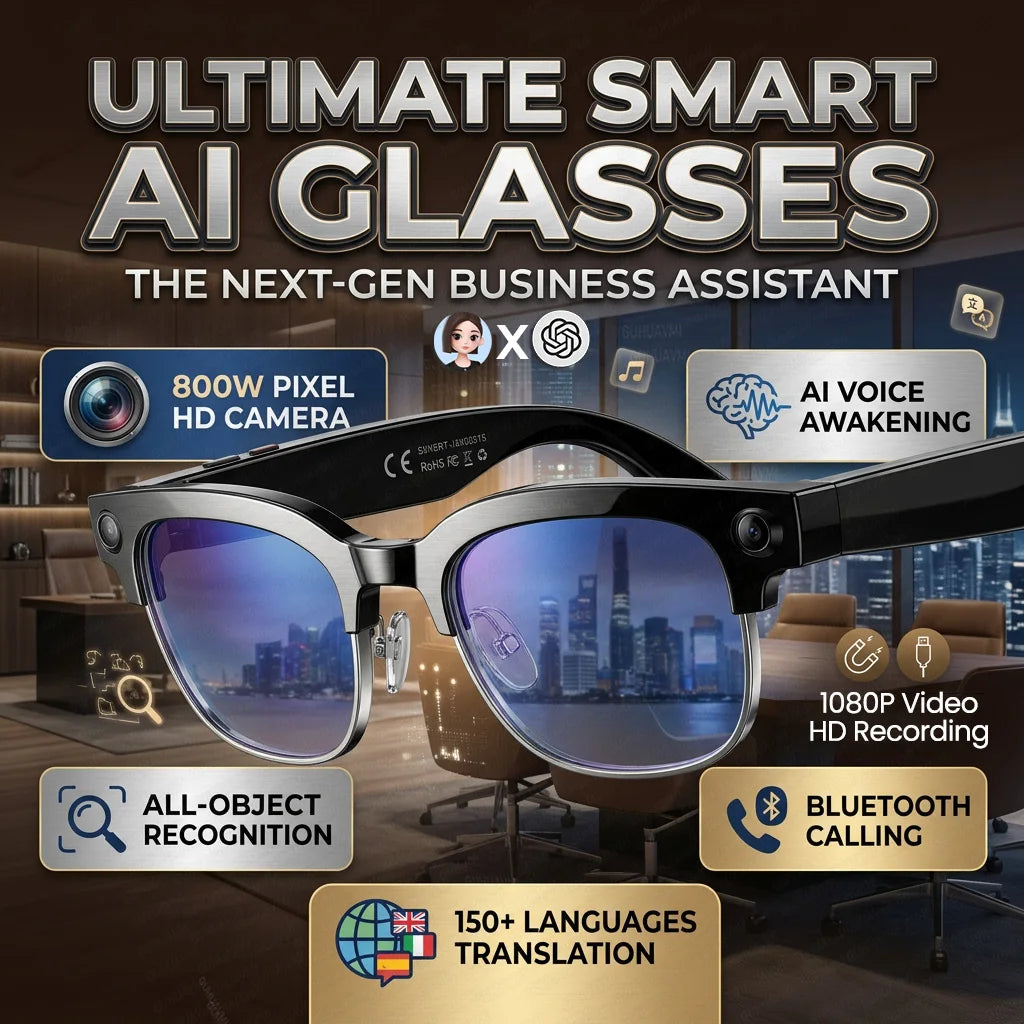 2026 New 8K HD AI Smart Glasses Men Chat GPT 8MP Camera Bluetooth Call AI Translation Voice Assistant Control Sunglasses Women
