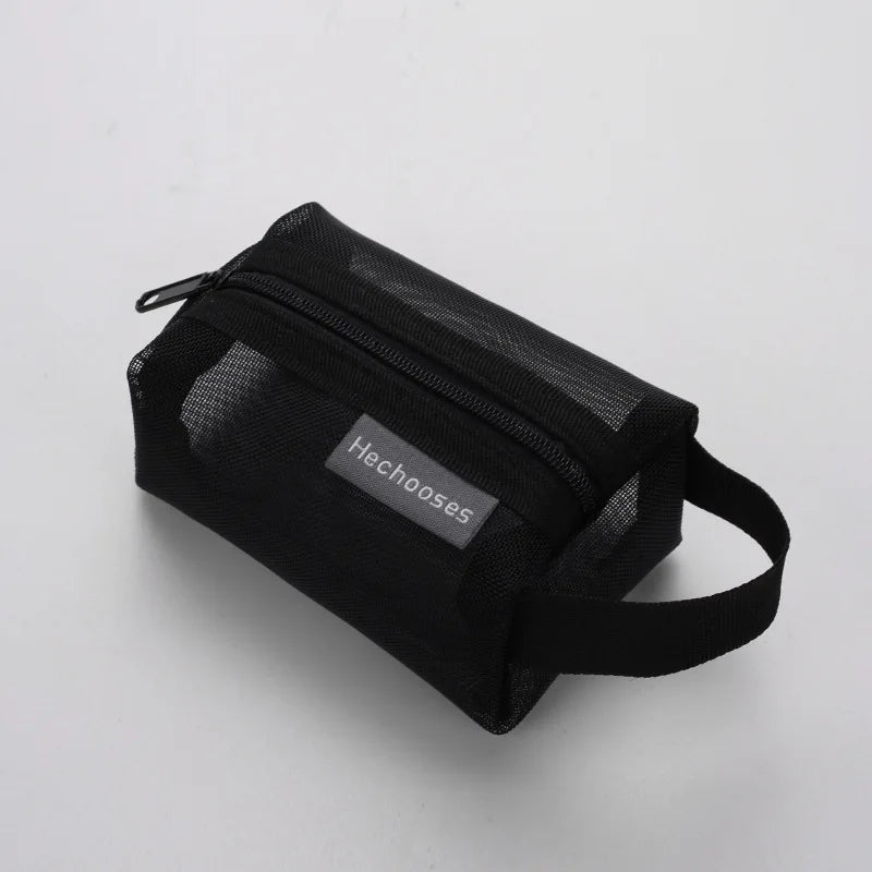 Mini Clear Nylon Mesh zipper Cosmetic Bags Cute Women Small Lipstick Makeup Bags Pouch Data Line Key Earphone Organizer Case