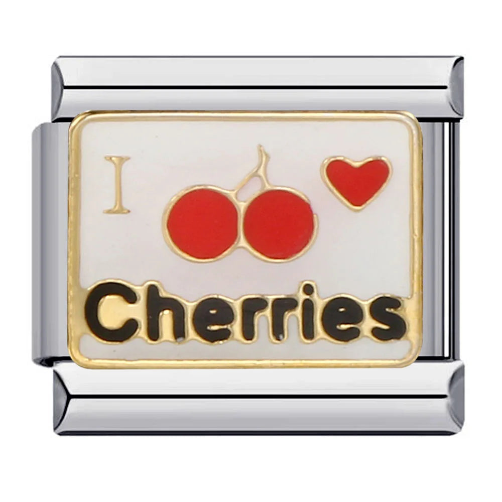 Y2K Italian Charm Bracelet Cute Fruit Cherries Colourful Elastic Link Chain Brangle DIY Making Fashion Jewelry Accessories