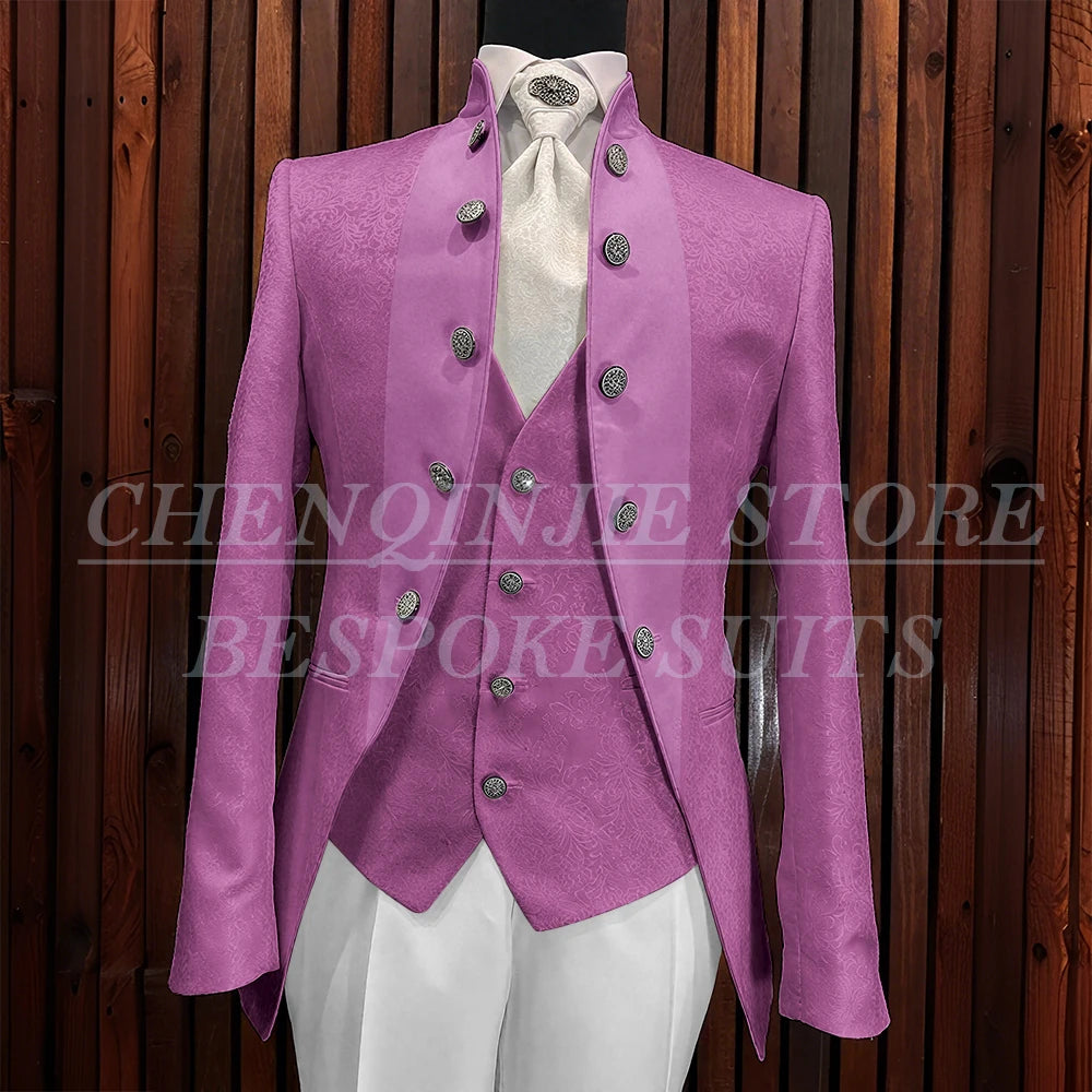 Formal Jacquard Men's Suits Elegant Wedding 3 Piece Jacket Pants Vest Blazer High Quality Full Sets Costume Homme Blazer 2025