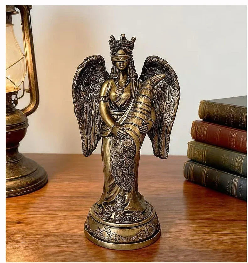 Goddess of Wealth Statue Accent Lakshmi & Fortune Deity Sculpture for Home/Office Blessing Abundance Prosperity Decor Gift