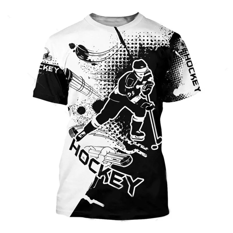 Summer New 3D Sports Hockey Printing T Shirt Hockey Fitness Lovers Graphic T-shirts For Men Gym Short Sleeves Fashion Tee Shirts