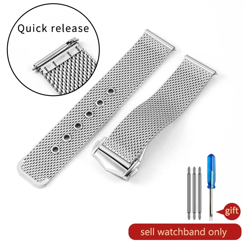 For Omega Flawless Watch Strap Replace Original Haima 3000 Milan 007 Mesh Stainless Steel Woven Men's 20mm Watchband