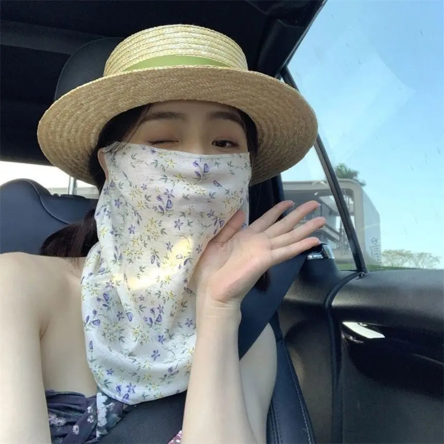1Pc summer new full face sunscreen mask outdoor mask ear hook style