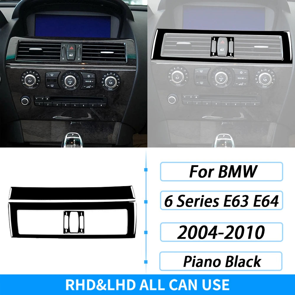 For BMW M6 6 Series E63 E64 2004-2010 Piano Black Gear Shift Air Outlet Window Lift Panel Set Car Interior Accessories Sticker