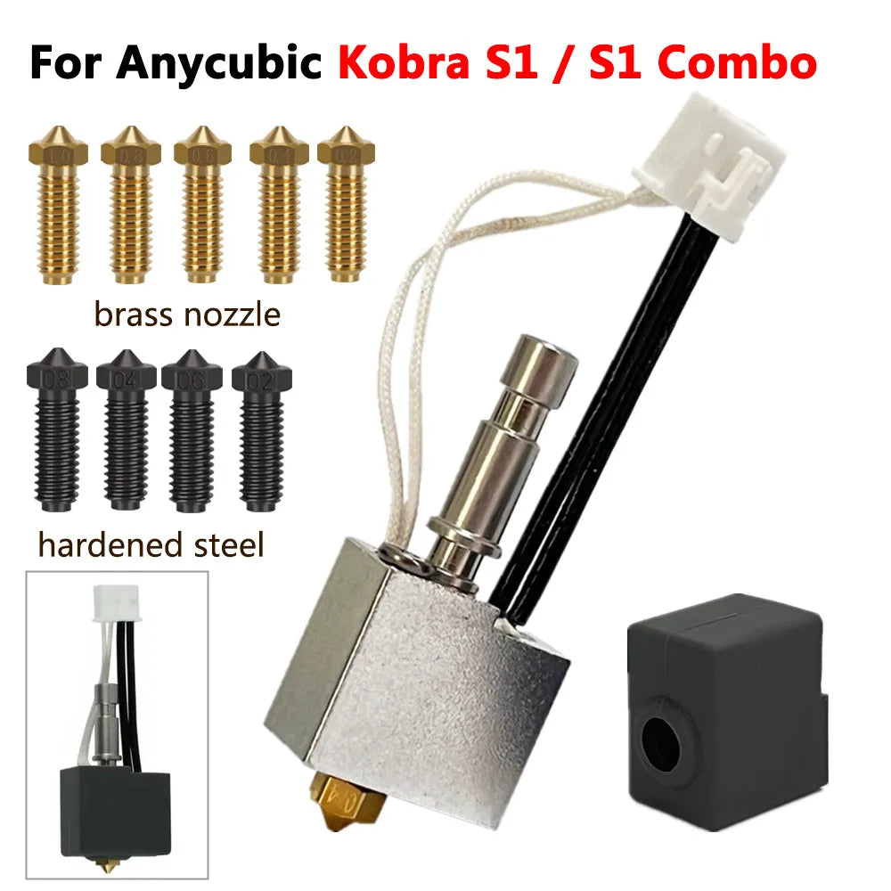 For Anycubic Kobra S1 Hotend Kobra S1 Combo Hot End Kit Brass Nozzle 3D Printer Accessories for Anycubic Kobra S1C Print Head