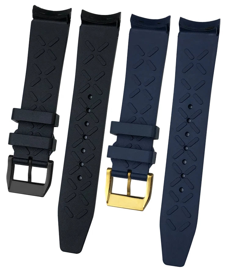 19mm 20mm Curved Rubber Silicone Watchband Fit for IWC Big Pilot Portofino Mark Black Blue Bracelets Diver Sports Watch Strap