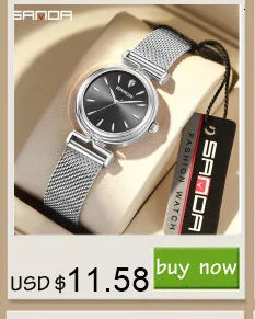 SANDA 1134 Women's Square Quartz Watch Black Fashion Crystal Waterproof Date Pointer Wristwatches for Ladies Watches Gift