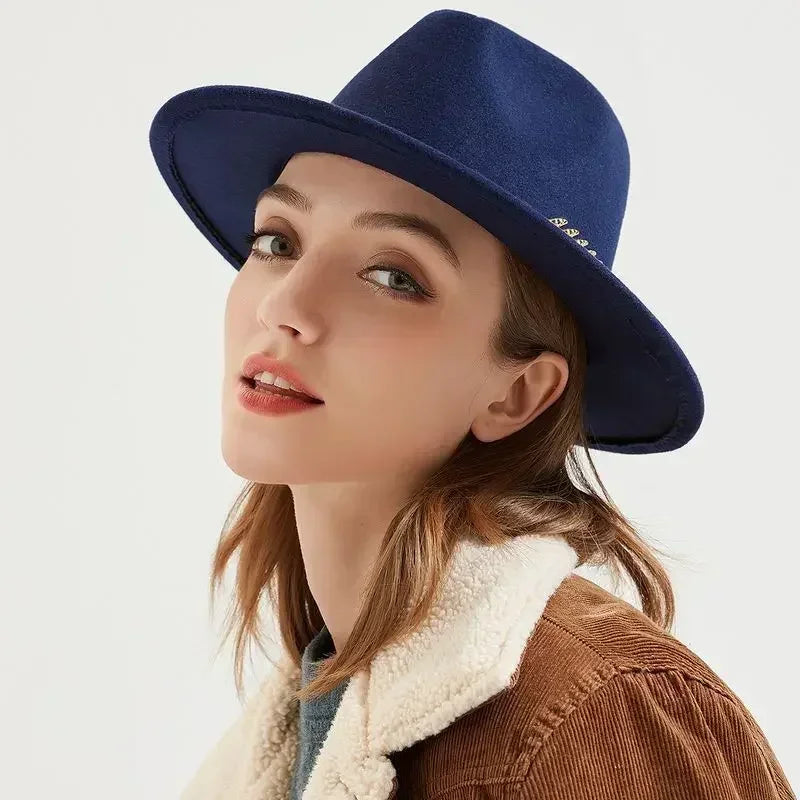 New Simple Fashion Formal Occasion Couples Woolen Hats Large Brimmed Jazz Hats Autumn And Winter Fashion British Vintage Top Hat