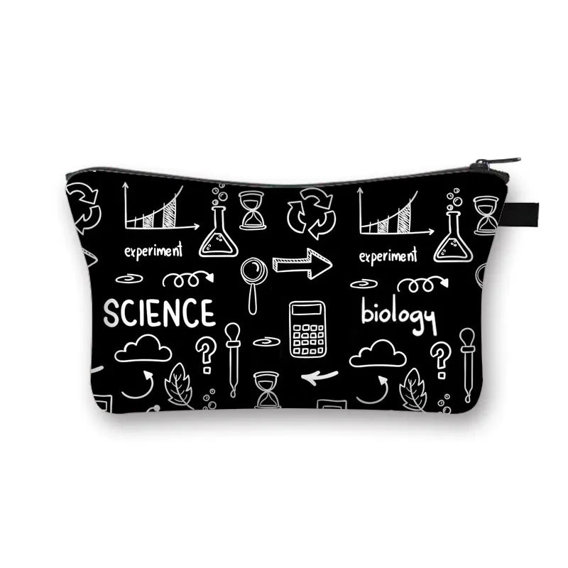 Periodic Table of Elements Print Cosmetic Case Women Makeup Bags Coffe Letters Zipper Pouch Lipstick Organizer for Cosmetics Bag