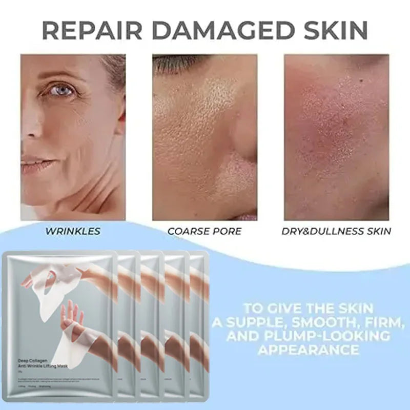 Deep Collagen Anti Wrinkle Lifting Mask Collagen Face Mask Overnight, Deep Collagen Mask for Lifting Firming Moisturizing(5Pack)