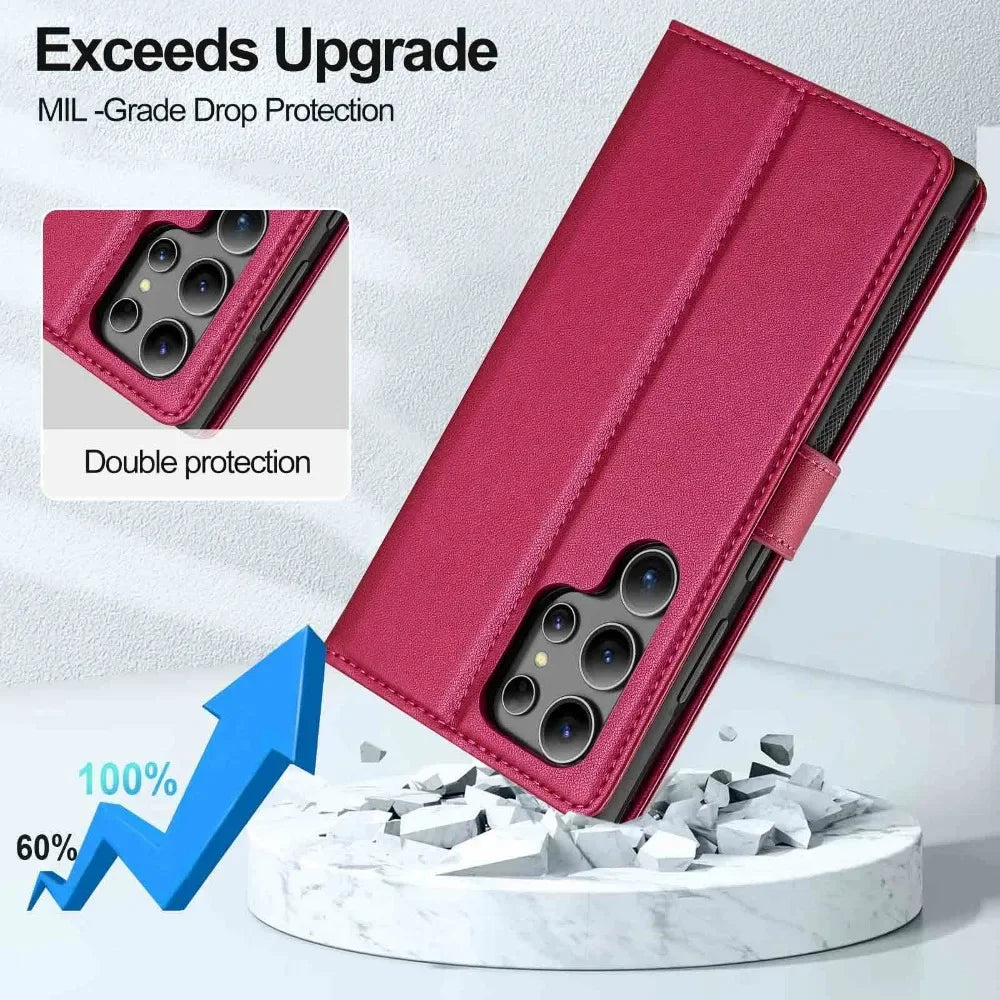 Detachable Wallet Case For Samsung Galaxy S25 Ultra S24 FE S23 + Plus Card Holder Kickstand Shockproof Wrist Strap Flip Cover