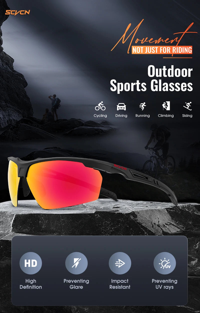 SCVCN Polarized Cycling Glasses Sports Men Women Sunglasses Mountain Road Bike Bicycle Goggles Riding Protection Eyewear 1lens