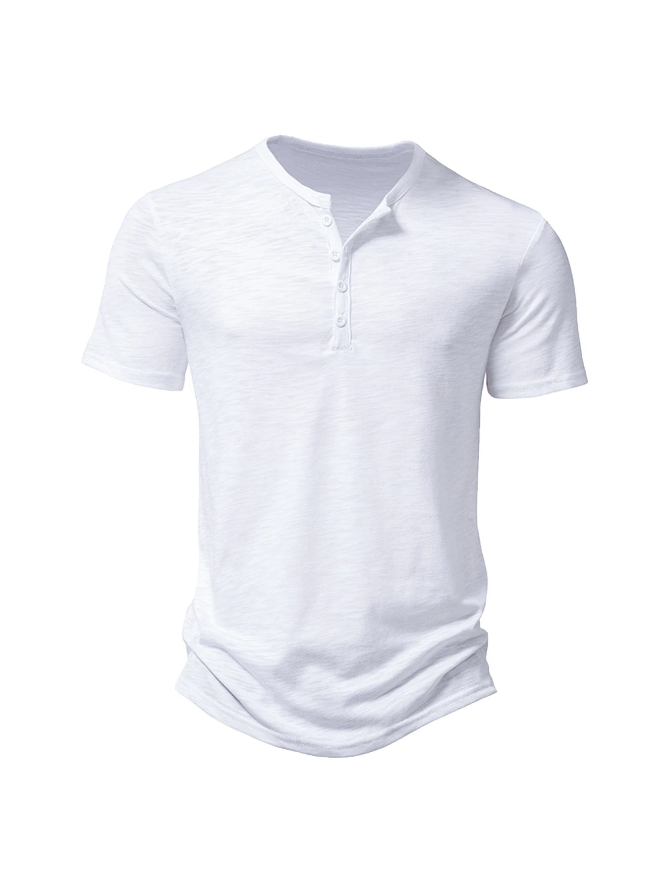 Henley Collar Summer Men's Casual Solid Color O-Neck Short Sleeve Men Thin T-shirts Soft Home Clothes Basic T-shirt Male