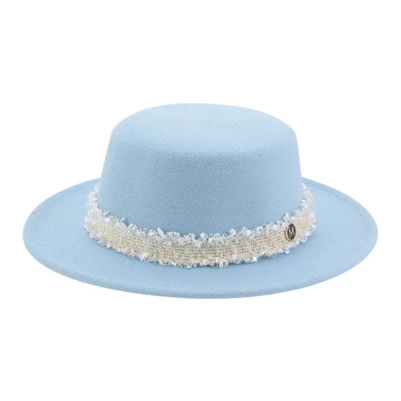 Hats for Women Fedoras Felted Hat Flat Dome Solid Band Luxury Elegant Fahsion Jazz Cap Women's Hat Women Hat Sombreros De Mujer