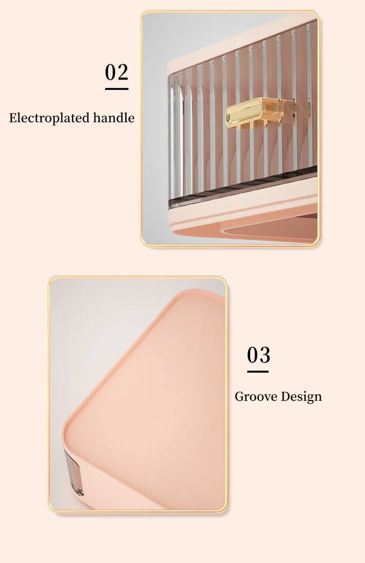 Luxury Makeup Organizer Cosmetic Storage Box Drawer Type Lipstick Skincare Makeup Brush Holder Desktop Make Up Container