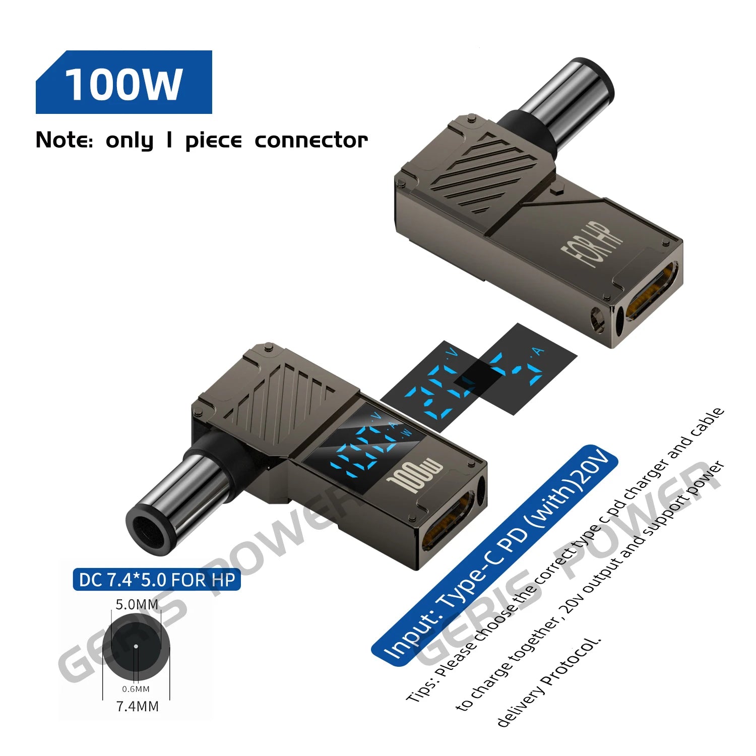 100W USB Type C Fast Charging Adapter Plug Connector Universal USB C to DC Laptop Charger Converter for Lenovo Dell Asus Hp Acer