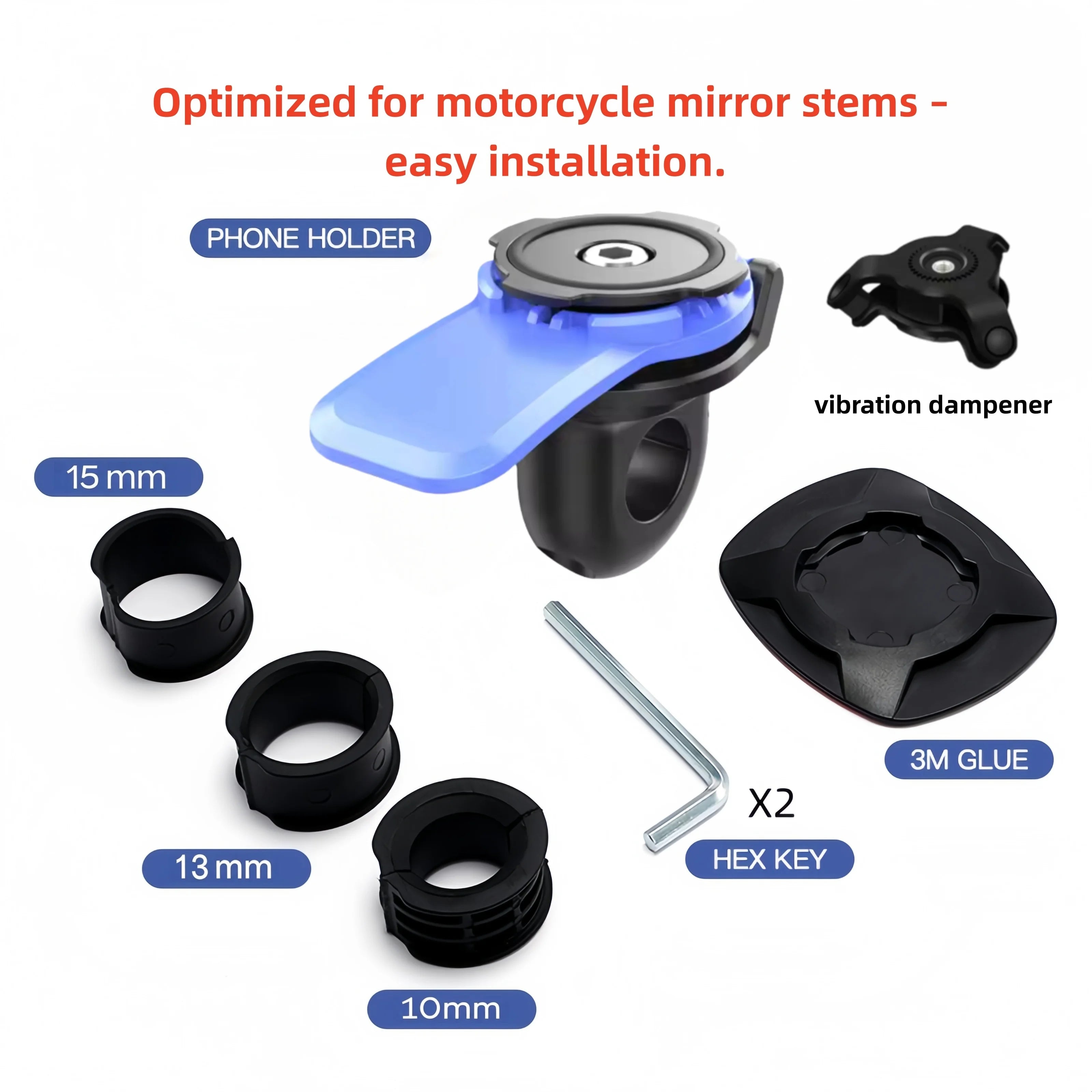 Mirrored Bike/Motorcycle Phone Mount - Quick Install & Secure